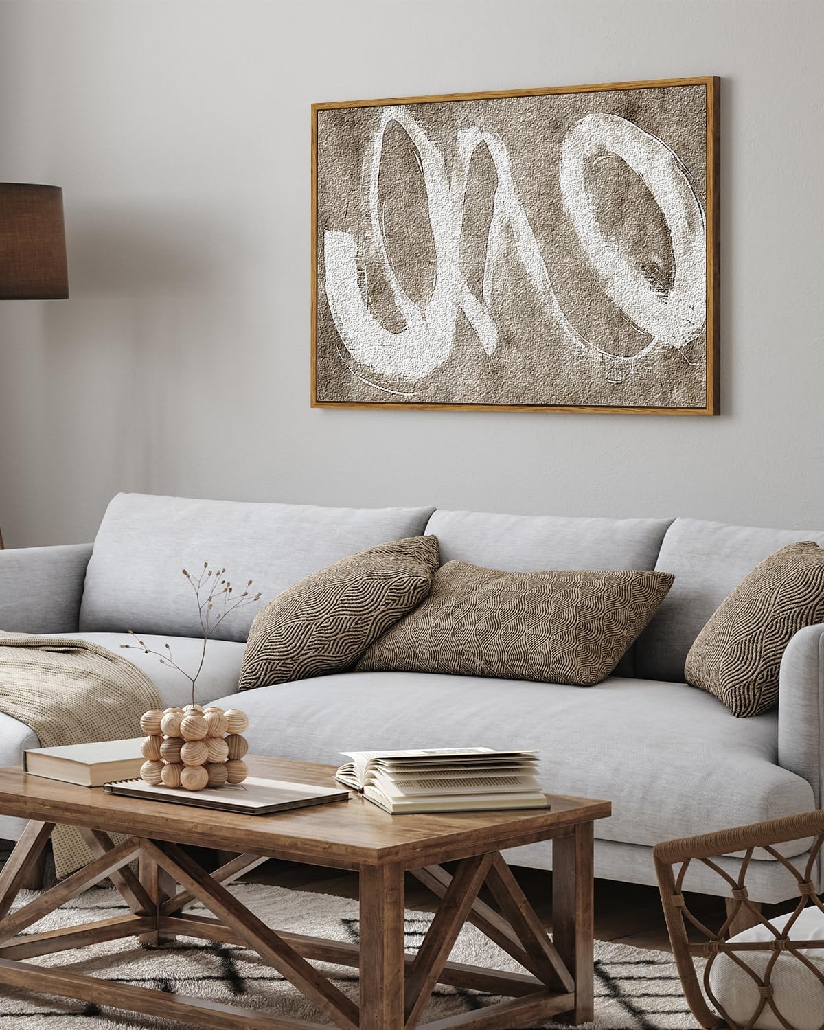 ARPEOTCY Large Framed Canvas Wall Art, 24x36 Inch, Modern Minimalist Abstract Art Prints, Contemporary Neutral Decor for Living Dining Room Hallway Bedroom Fireplace, Sandstone Textured Decor