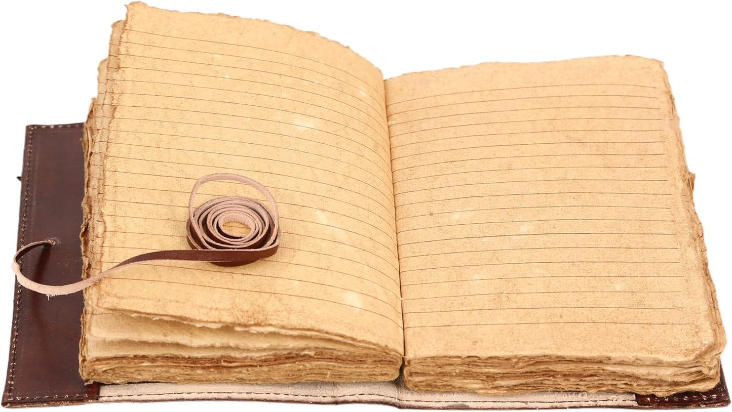 Leather Journal Refillable Lined Deckle Paper Tree of Life Handmade writing Notebook Diary Leather Bound Daily Notepad for women and men Writing pad Gift for Artist Sketch