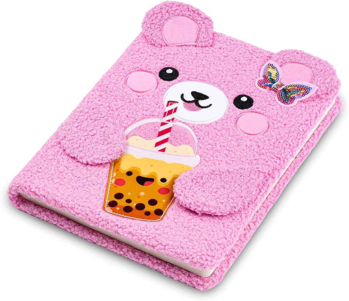 VOTUM Fuzzy Sketch Book: Personalized Artist Sketchbook: Sketching, Drawing and Creative Doodling. Notebook and Sketchbook to Draw and Journal (Pink Bear)