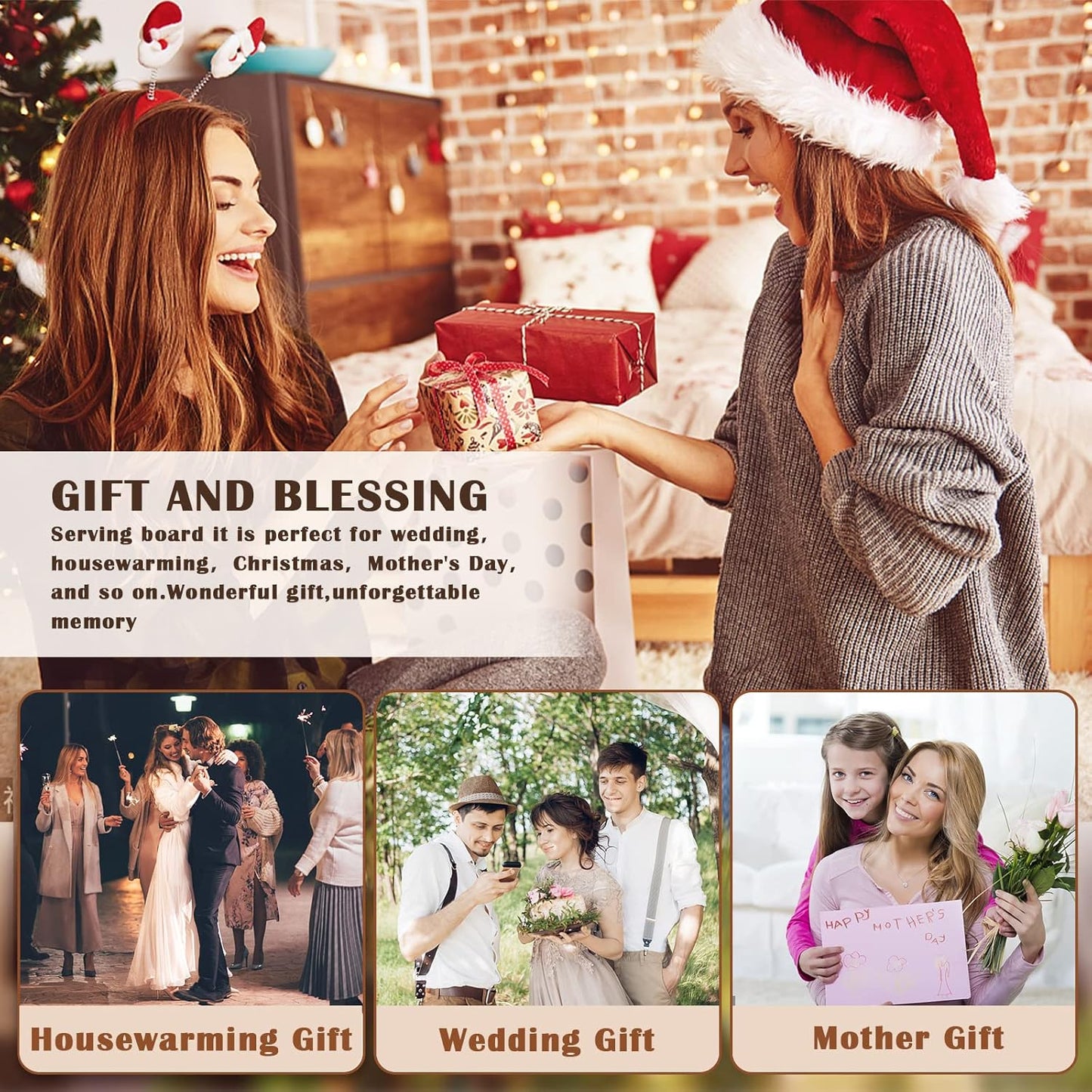 10 Packs Acacia Wood Cutting Board, 15 x 7 Inch Plain Chopping Board with Handles Large Serving Board Wooden Kitchen Cutting Board Bulk with Ropes for Vegetables Meat Pizza Cheese Fruit Bread