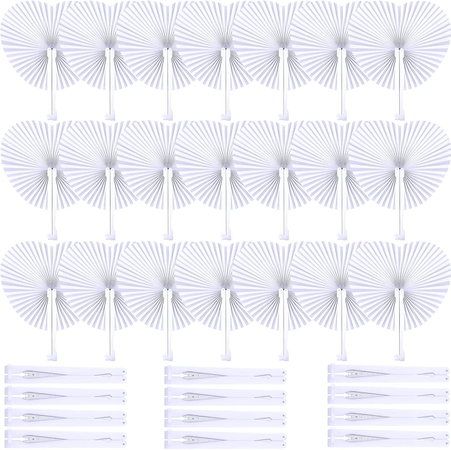Unittype 150 Packs Wedding Paper Fans Heart Shaped Folding Handheld Fans for Wedding Decorate Guests Favor Anniversary Birthday Party Supplies Home Decor(White)