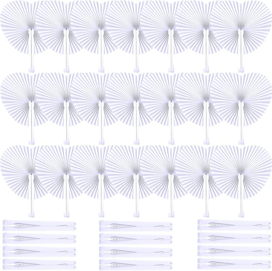 Unittype 150 Packs Wedding Paper Fans Heart Shaped Folding Handheld Fans for Wedding Decorate Guests Favor Anniversary Birthday Party Supplies Home Decor(White)