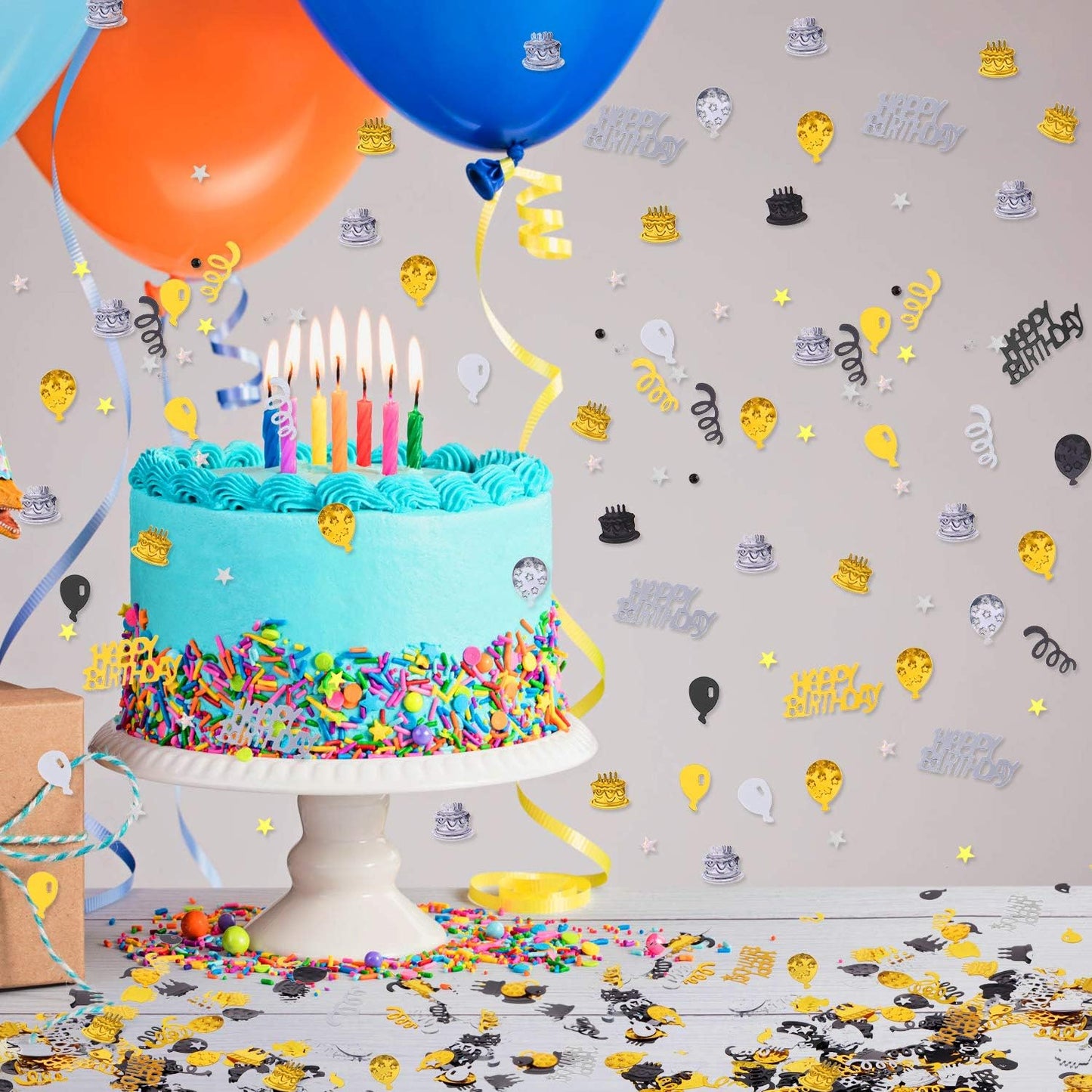 WILLBOND 3000 Pieces Happy Birthday Confetti Birthday Party Cake Confetti Metallic Foil Balloon Table Scatter Decorations for Carnival Baby Shower DIY Arts and Crafting