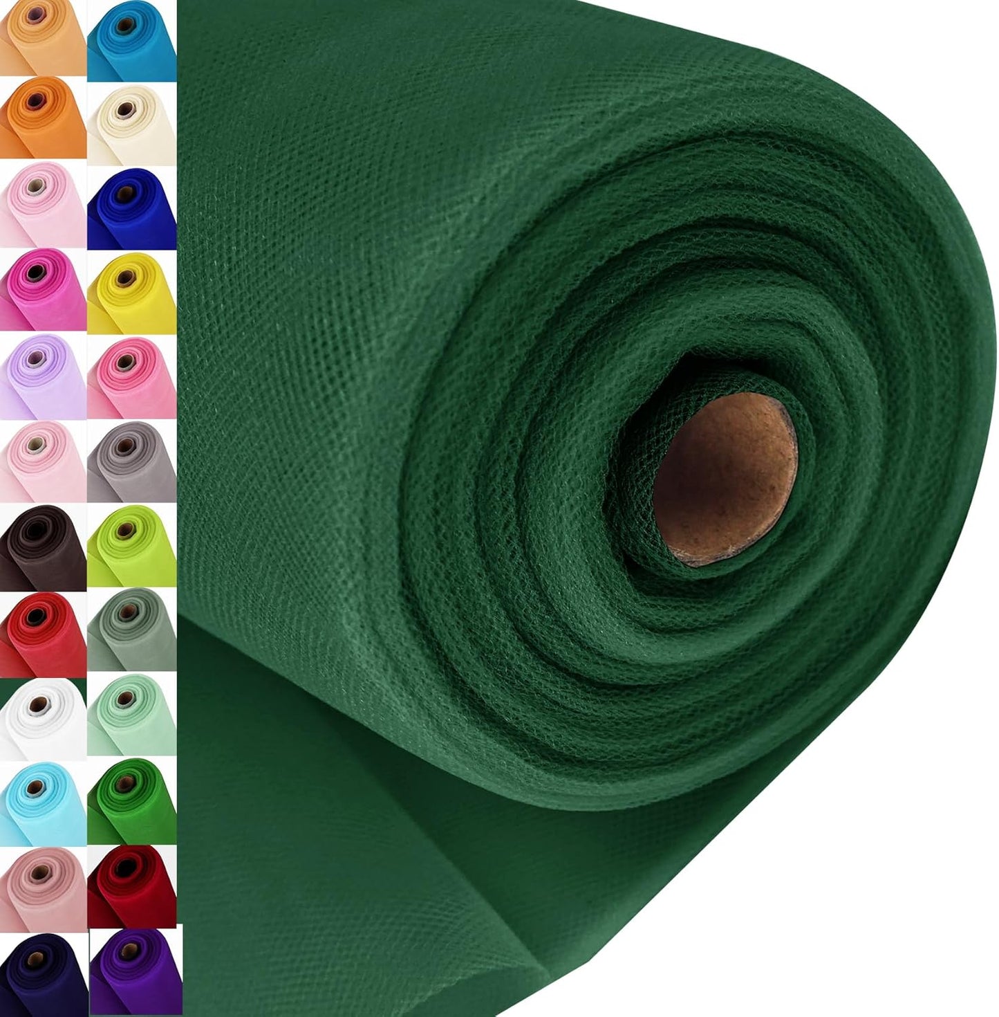 Hunter Green Tulle Fabric Roll Spool Bolt (54 Inch by 40 Yards) Large Tulle Wedding Party Decoration, Tutu Skirt, Table Runner, Gift Wrapping, Bridal Shower, Soft & Drape (Hunter Green)