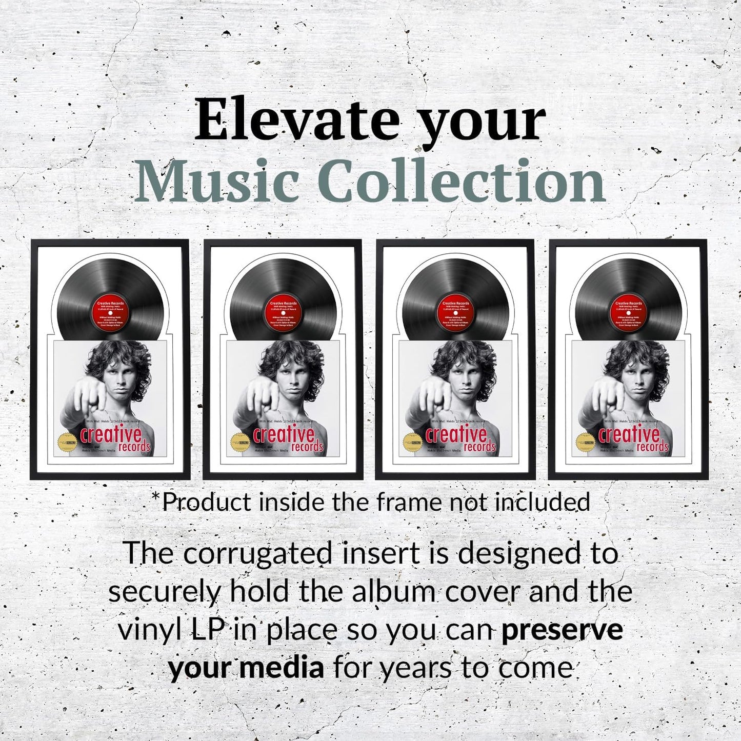 Creative Picture Frames 16" x 24" Jukebox Vinyl Frame Display with Double Matting, LP Record Album Frame for Wall Decor, White/White, 1 Count