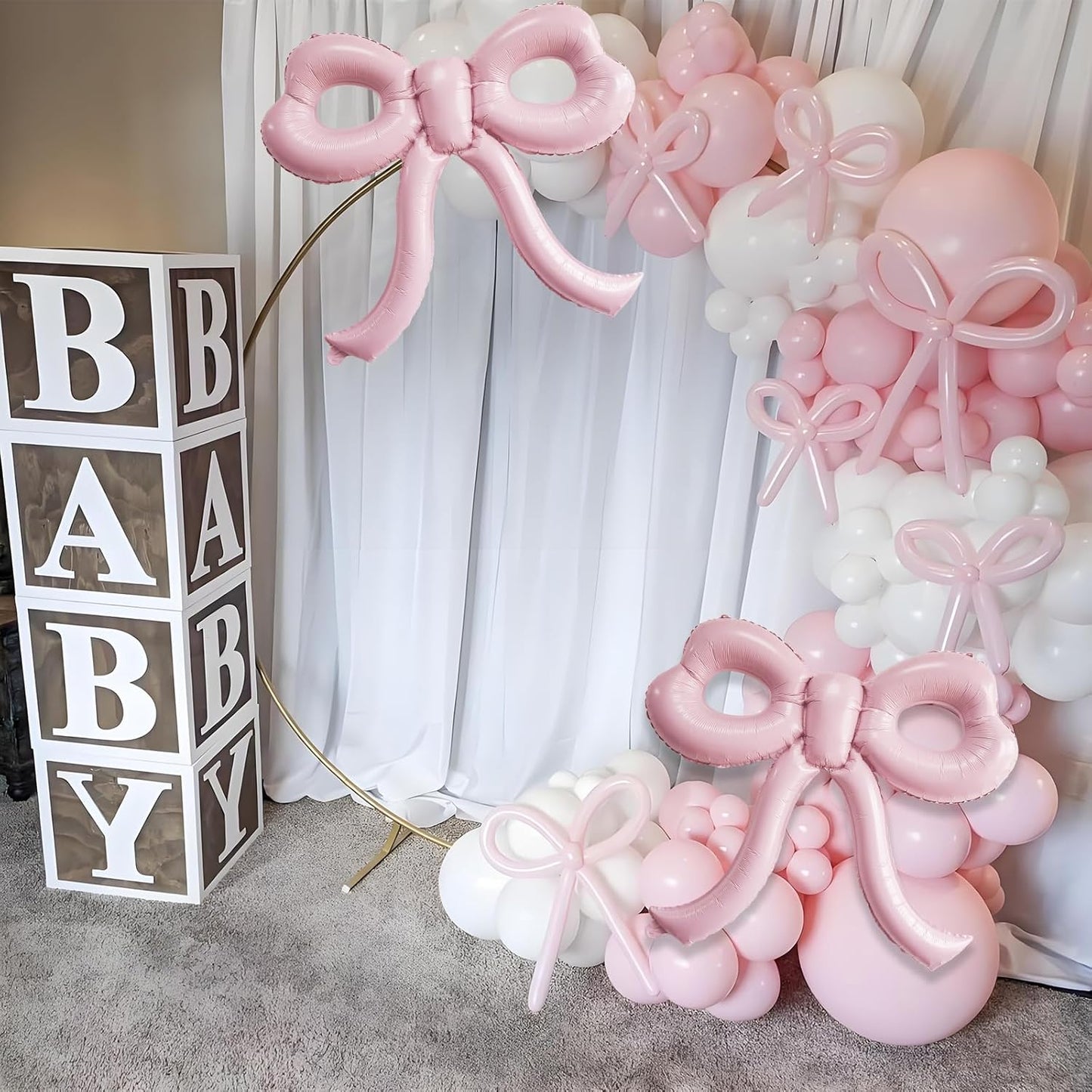 4 Pcs Light Pink Bow Balloons Bow Party Decorations for Girl Women Bow Birthday Decorations Giant Pastel Pink Bow Balloon for Graduation Baby Shower Bridal Wedding Decor Bachelorette Party Supplies