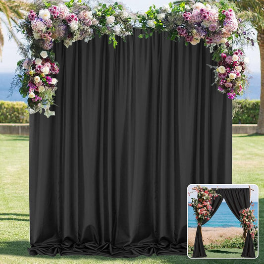 Black Backdrop Curtain for Party, Halloween Backdrop Rod Pocket Photo Drapes Panels Fabric Curtain Backdrop Black Birthday Party Decor for Boys Teens Men,5ft x 8ft, 2 Panels