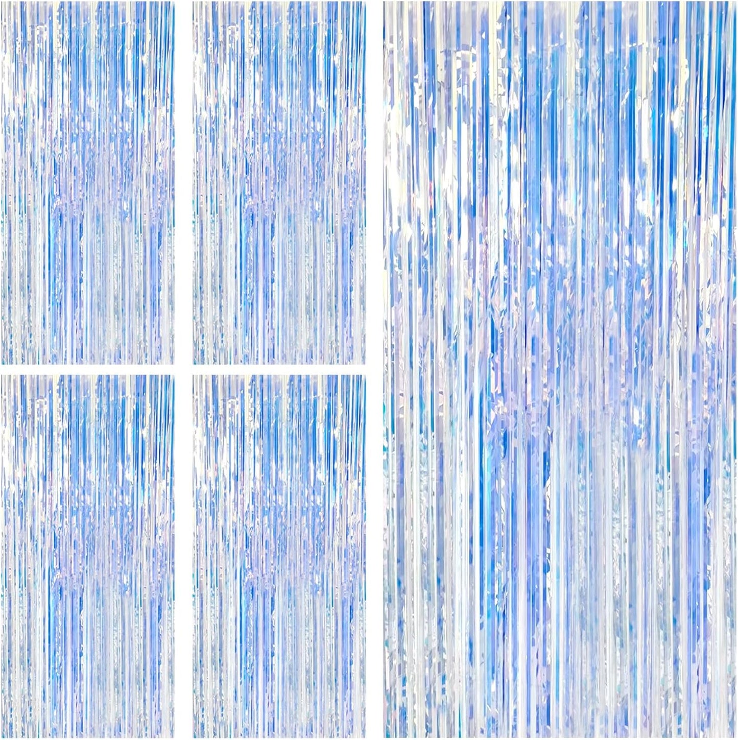 5 Pack Iridescent Party Backdrop Decorations Tinsel Curtain Birthday Decorations Foil Fringe Photo Booth Streamer Backdrop Iridescent Theme Christmas Bachelorette Graduation Party Decorations
