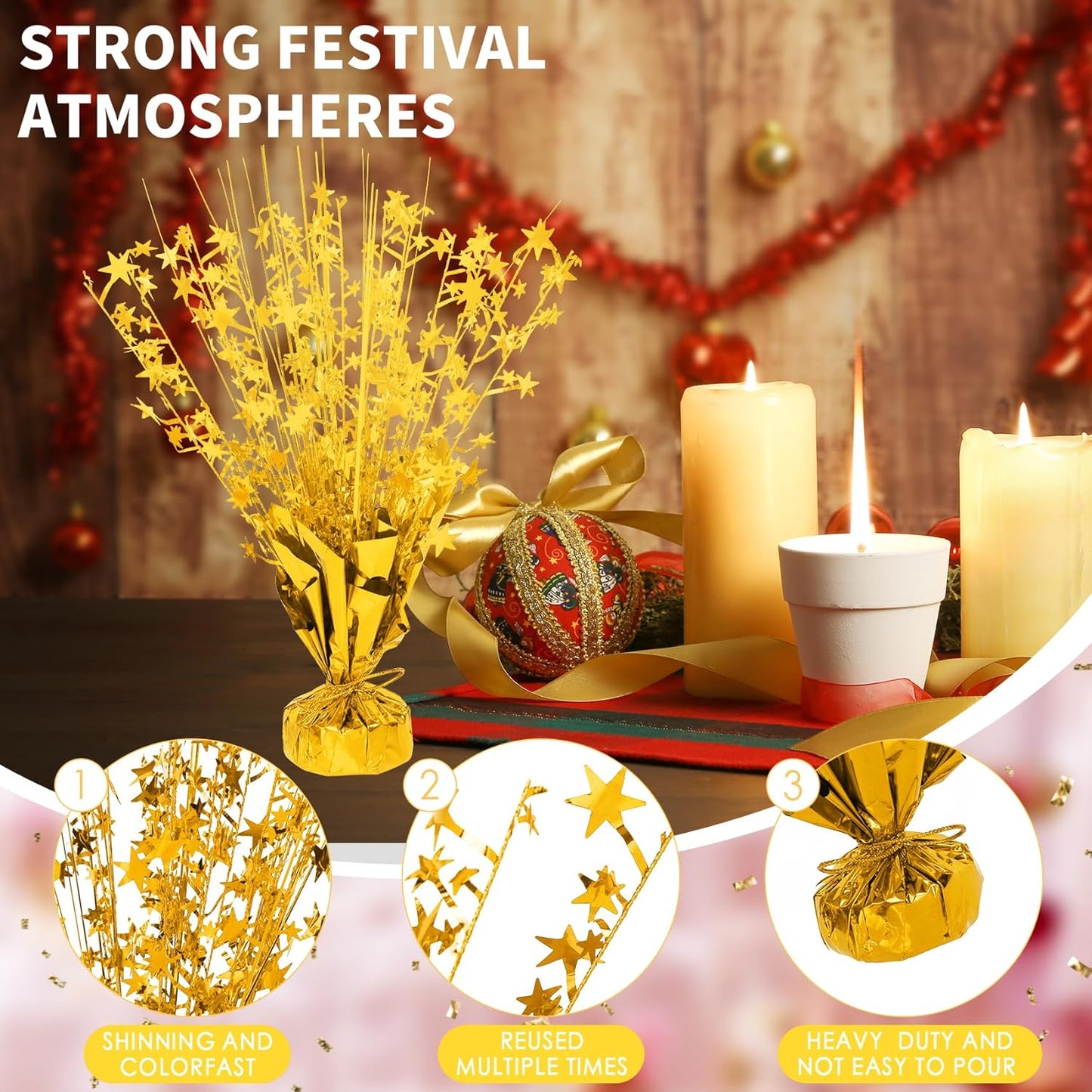 6 Pack Star Table Centerpieces for Party, Birthday Table Decorations for Kids Adults, Party Centerpieces for Tables for Wedding Baby Shower Graduation Holiday Event (Gold)