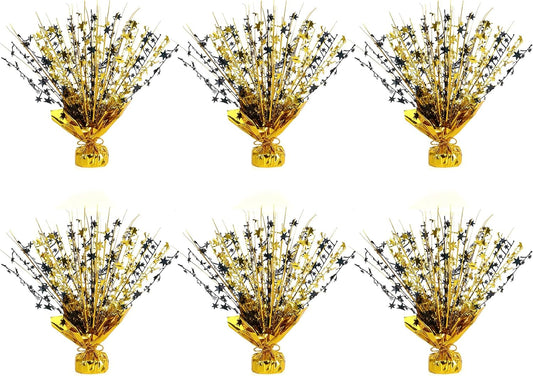 6 Pack Star Table Centerpieces for Party, Birthday Table Decorations for Kids Adults, Party Centerpieces for Tables for Wedding Baby Shower Graduation Holiday Event (Black Gold)