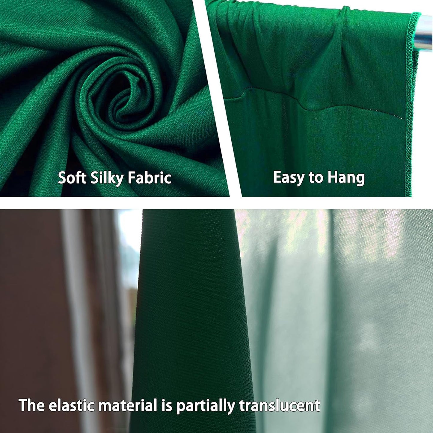 10 x 7 Feet Green Backdrop Curtain for Partie, Background Curtains for Photoshoot, Birthday, Wedding, Halloween, Thanksgiving, Christmas Day, New Year Party Decorations 5Ft x 7Ft, 2 Panels