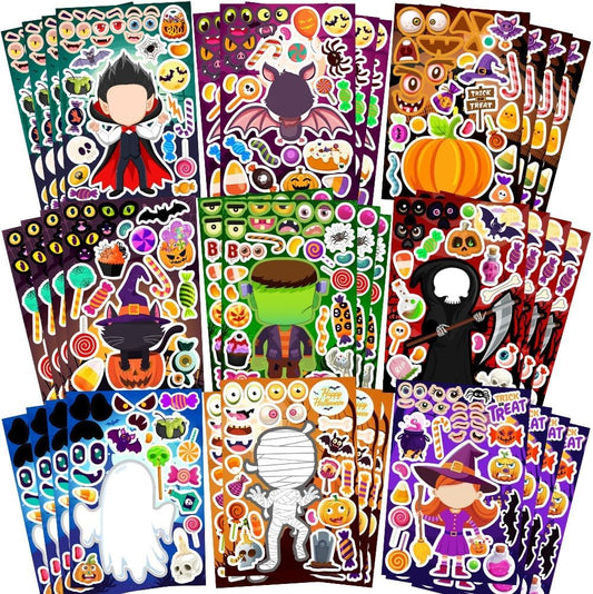 36 Sheets Halloween Stickers for Kids, Make Your Own Halloween Stickers, Halloween Party Games Stickers, Halloween Party Favors DIY Crafts Trick or Treat Party Supplies