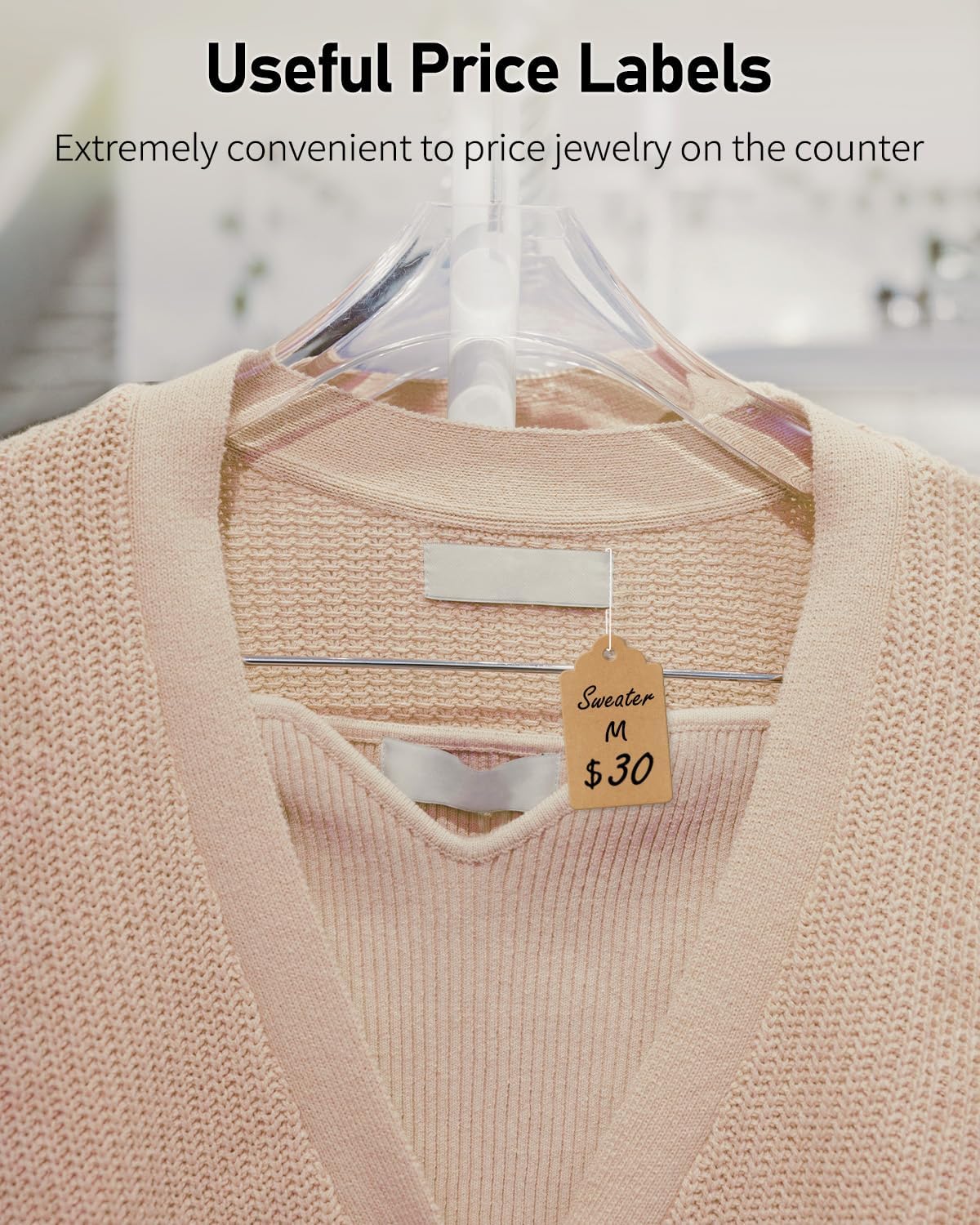 Uniclife 200 Pcs Writable Brown Kraft Paper Tags, 1.8" x 1.05" - Price Display Labels for Clothing, Jewelry, Merchandise