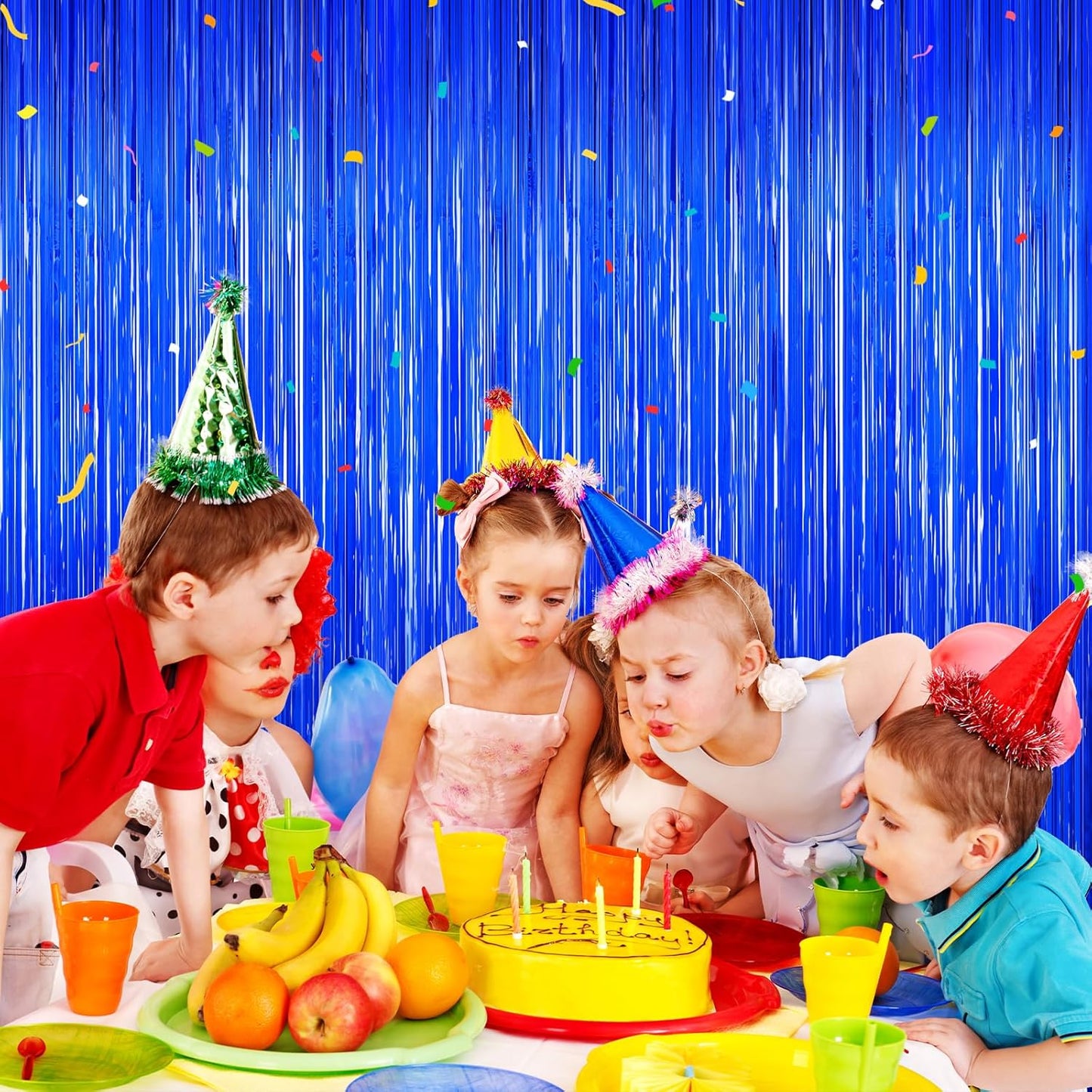 Blue Party Decorations, 2Pack Ocean Party Decor Supplies Blue Party Streamers Birthday Wedding Decorations Tinsel Foil Fringe Curtains Photo Booth Props Celebration Christmas New Year Decorations