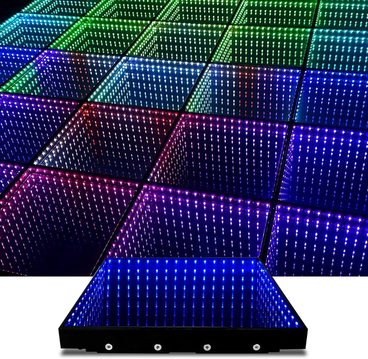 Dance Floor Stage Lights-Tempered Glass with Flight Case - RGB Color Changing Lights for Wedding, Party, Club - Non-Slip (3D-Magnetic, 20 * 20FT)