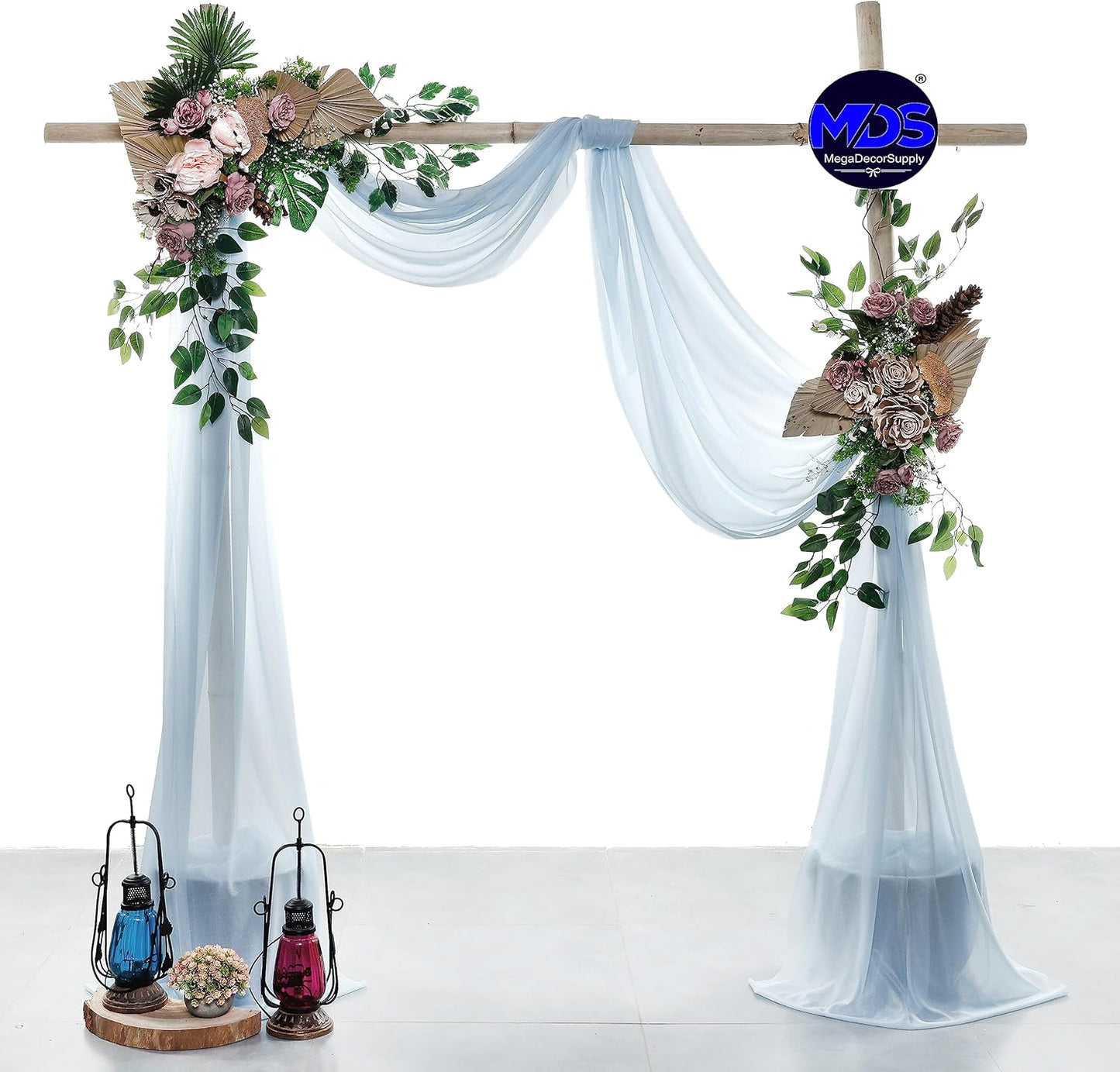 MDS Halloween Chiffon Draping Fabric - 2 Panel, 30" Wide x 20ft Long - Sheer Spooky Arbor & Canopy Drapery for Haunted House Backdrops, Party Ceilings, DIY Costumes & Themed Events - Baby Blue