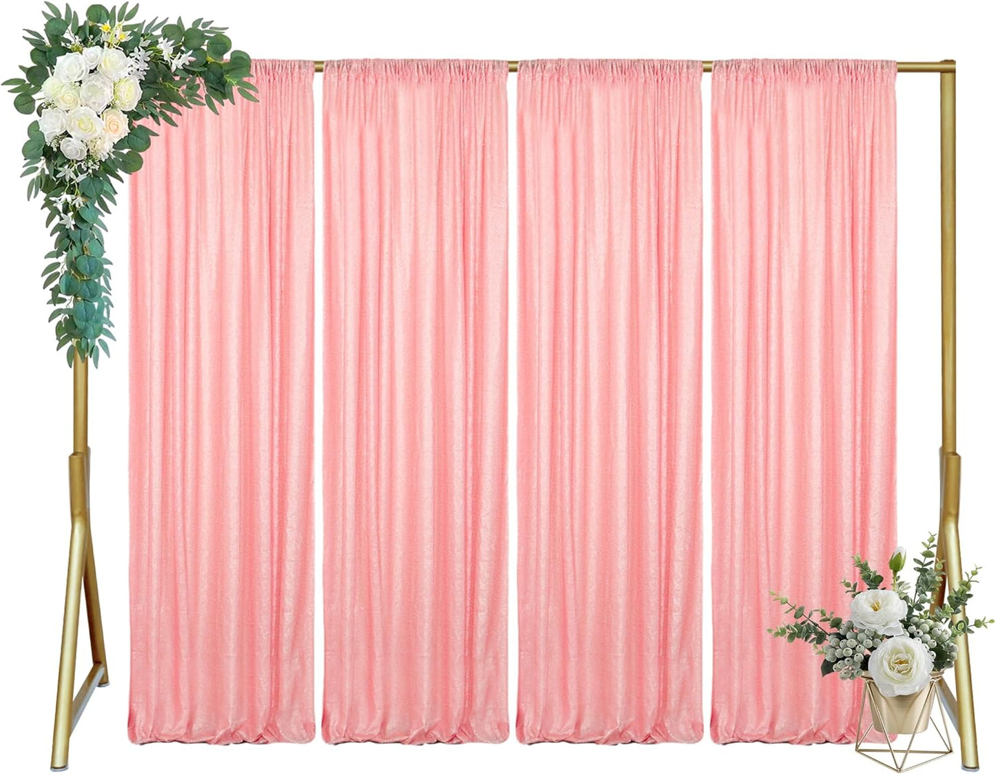 ShinyBeauty 4x10ft Pink Sequin Backdrop | 2 Panels Glitter Curtains for Wedding, Parties, and Photography Backgrounds