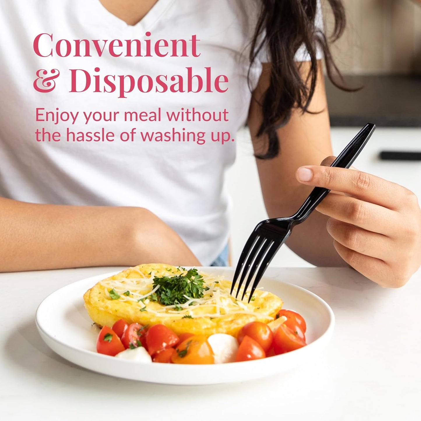 Prestee 100 Black Plastic Forks Heavy-Duty, Heavyweight Plastic Silverware Forks, Fancy Cutlery, Elegant Disposable Forks Pack, Bulk Disposable Flatware, Christmas Holiday Plastic Utensils Set