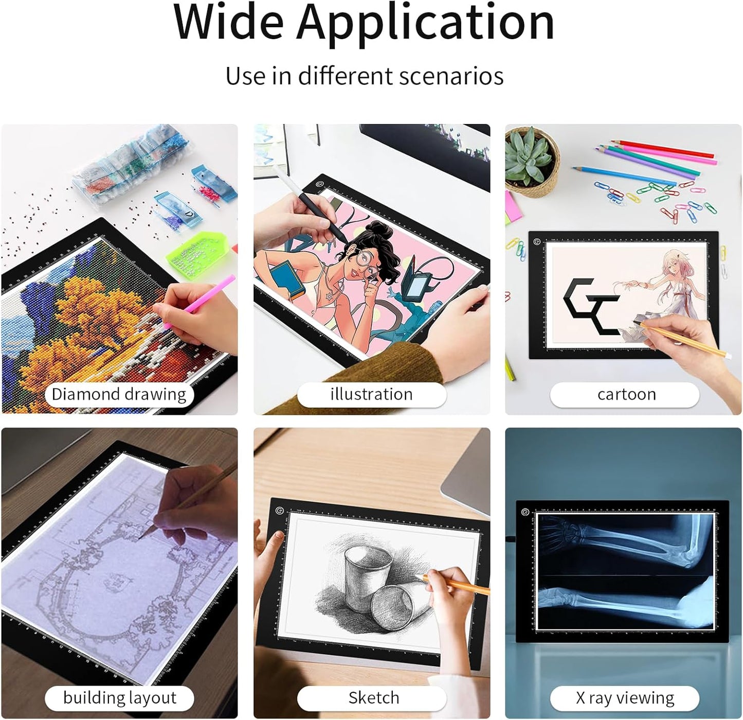 Light Box Drawing Pad A4, Tracing Board with Type-C Charge Cable and Brightness Adjustable for Artists, AnimationDrawing, Sketching, Animation, X-ray Viewing (A4-PS)