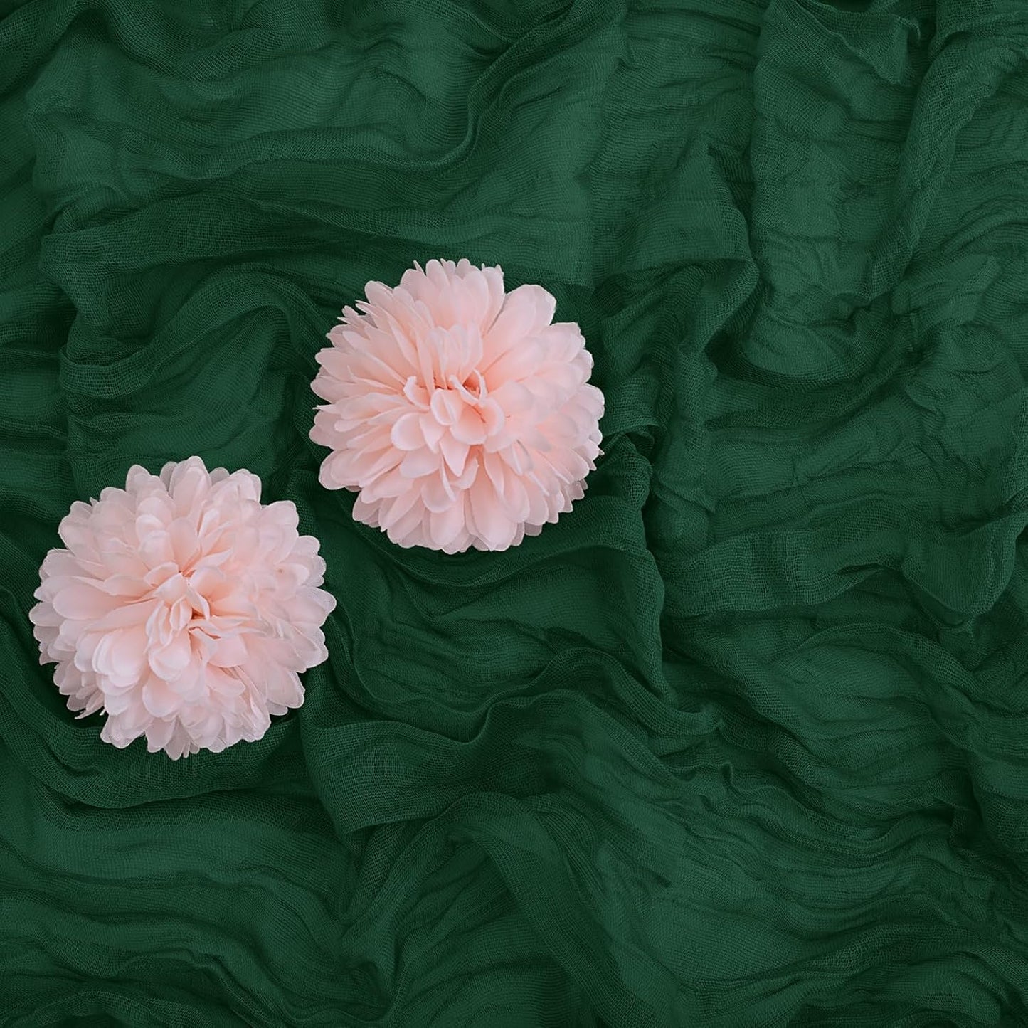 Aktor 4 Pack Emerald Green Table Runner Boho Cheesecloth Table Runner Semi Sheer Gauze Fabric Runners for Wedding Birthday Baby Shower Party Boho Table Decoration（Emerald Green）