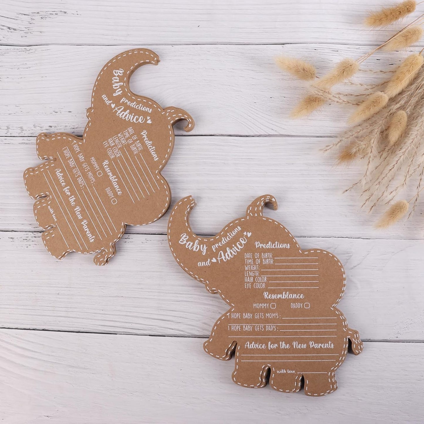 Baby Shower Games - Baby Shower Advice Cards for Parents to Be - Advice cards for Mommy to be - Elephant Safari Baby Shower Decorations - Set of 50 - Jungle Baby Shower Games (Elephant Safari Jungle)