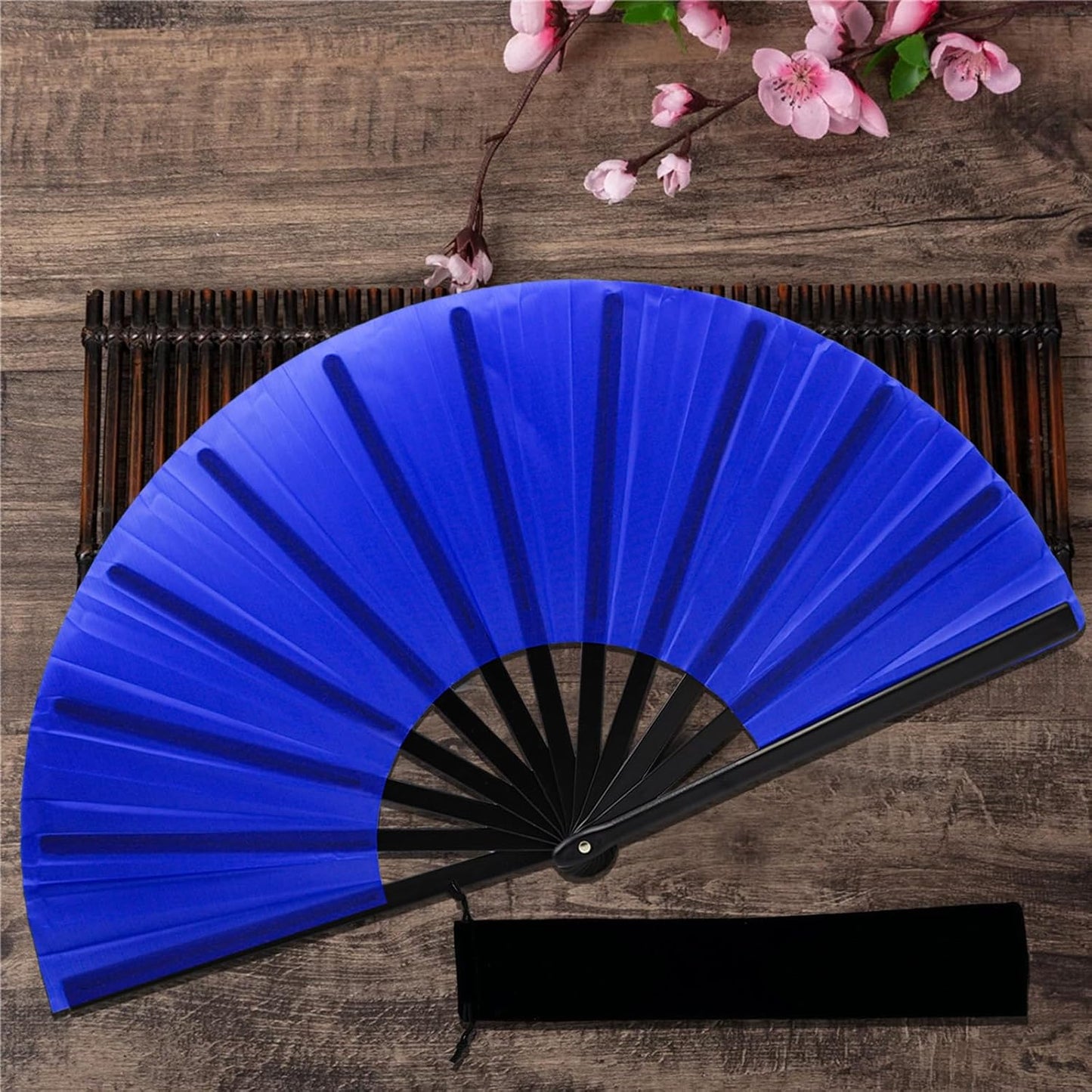 13inch Large Rave Fan Popping Clacking Fans for Line Dancing,Hand Fans for Women Foldable,Boots on The Ground Fan,Portable for Outdoor,Wedding,Party,Decoration (6pcs Blue)