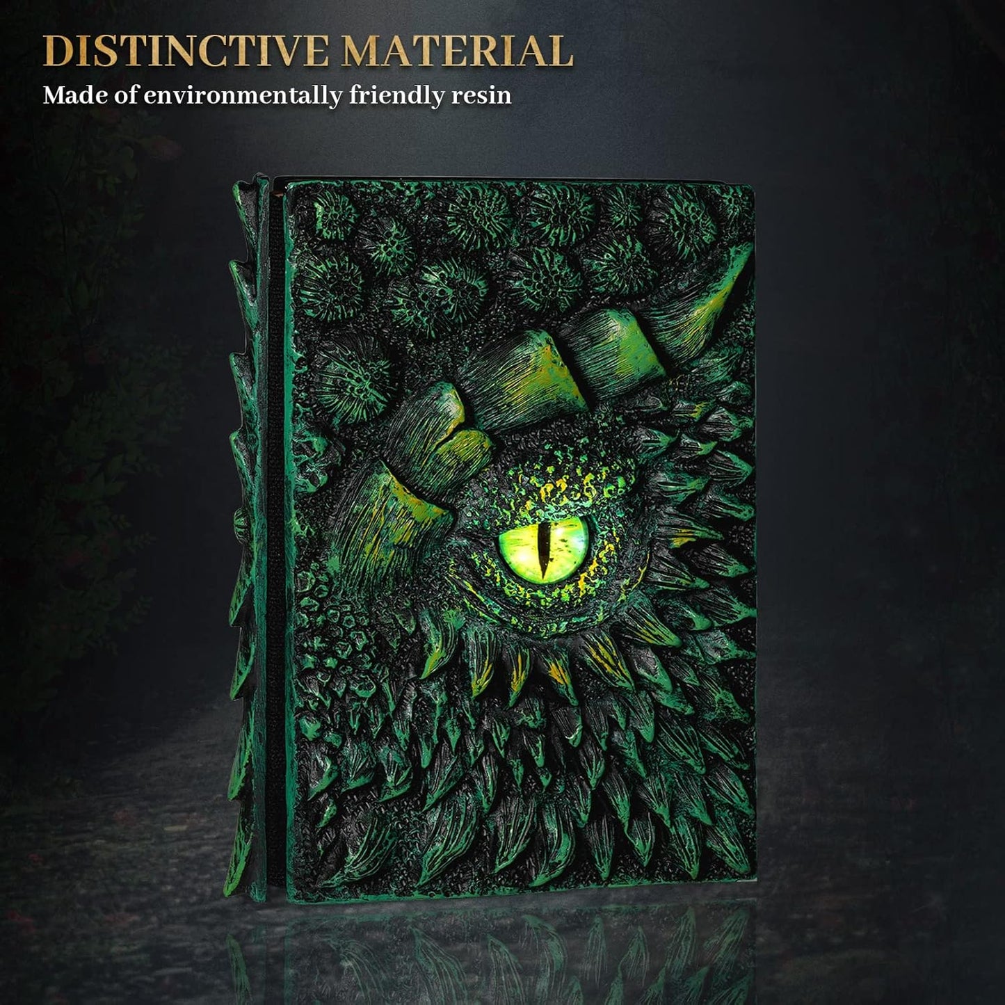 molshine A5 (7.3" x 5.1") 3D Dragon Embossed Journal,Resin Engraving Notebook,Retro Diary,100 Sheets Blank Paper,Hardcover Travel Notepad for Writing,Sketchbook,Collection,Gift,Decoration (Green)