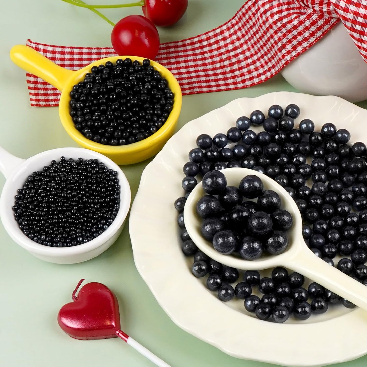 Dazzjoy Black Pearl Sprinkles for Cake Decorating, Food Grade, Edible Pearls for Cake Decorating, 150g/5.29oz, Cake Decoration & Cupcake Topper, Wedding Party Valentines Supplies