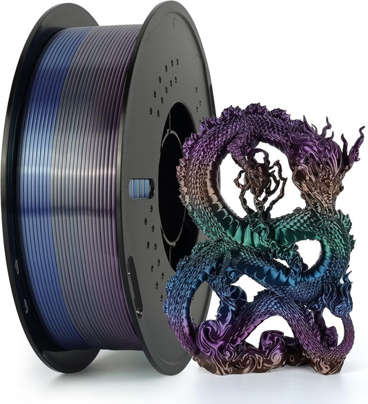 Kingroon Silk PLA Filament 1.75mm Rainbow Color Changing Filament 3D Printer Filament 1kg Dimensional Accuracy ±0.03mm,Fit Most 3D Printer(Universe)