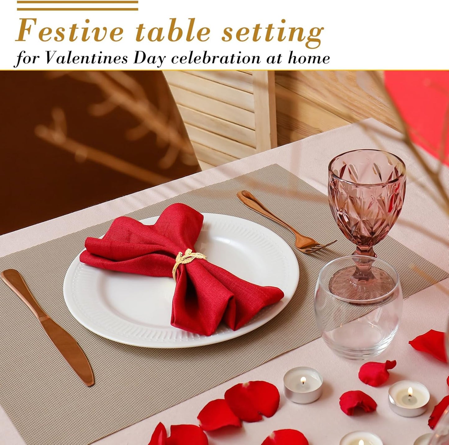 Bokon 50 Pcs Gold Napkin Rings Metal Leaf Napkin Holders Delicate Rings Bulk for Wedding Birthday Party Banquet Decoration(Small Leaves)