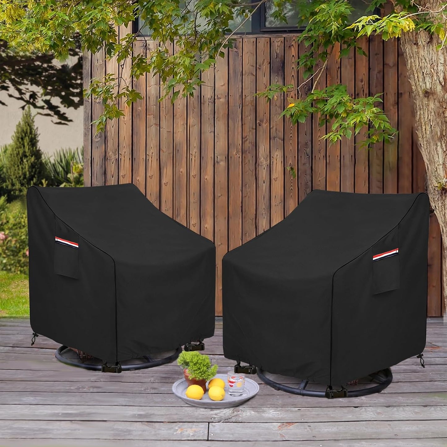 Okcool Outdoor Swivel Chair Cover 2 Pack,Outdoor Furniture Patio Chair Covers Waterproof Clearance,(33"W x 35"D x 38.5"H) Outdoor Lawn Patio Furniture Covers,Black