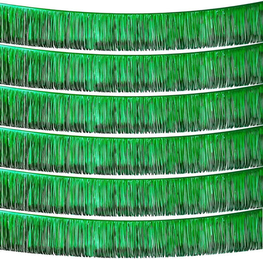 Green Foil Fringe Garland,6 Pack 10 Feet Tinsel Fringe Parade Float Decorations for Trailer, Use Wall Hanging Fringe Banner Decorations for Wedding,Christmas,Birthday Party