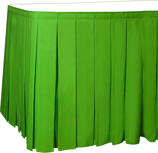 Ultimate Textile Pleat Polyester Fabric Table Skirt - Machine Washable Flame Resistant with Clips for Events, Weddings & Trade Shows, Cut & Sewn in Paterson, NJ - Kelly, 21' Box Pleat