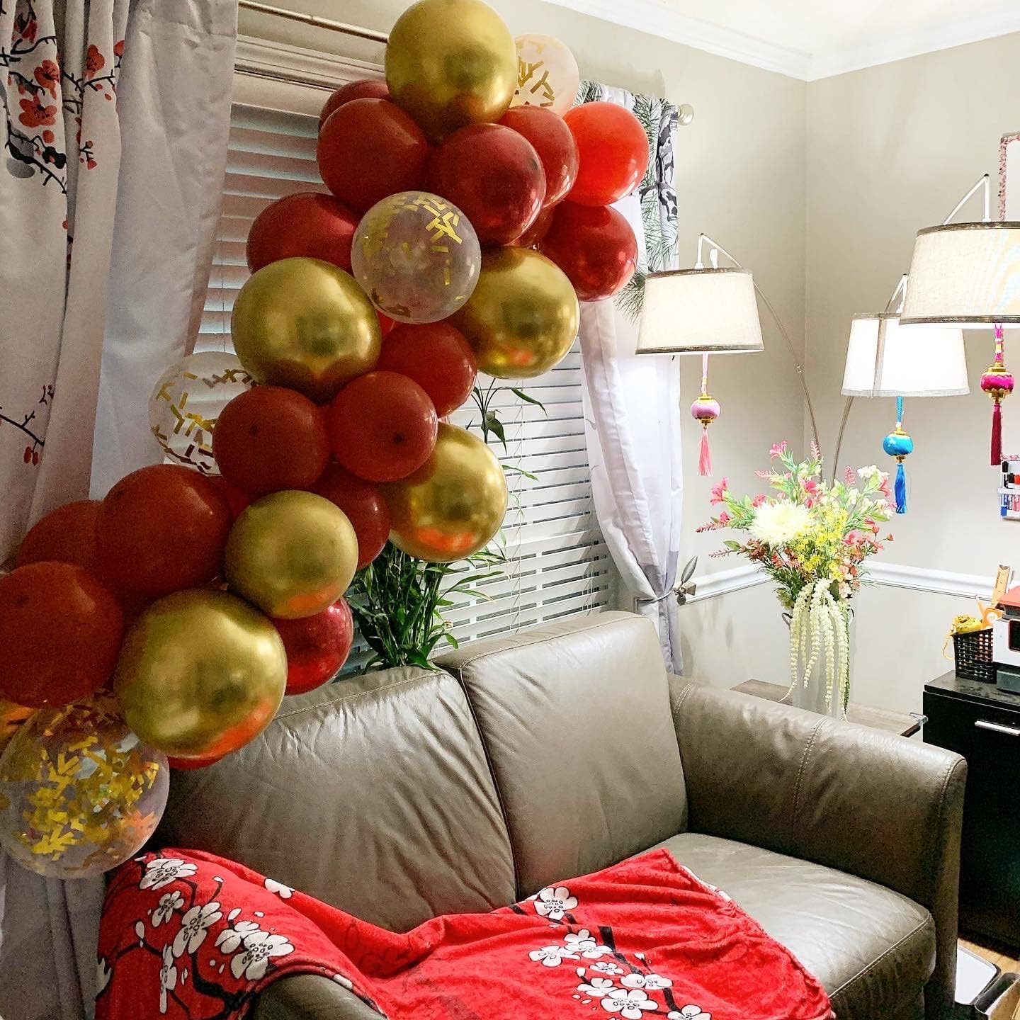 60 Pieces Balloons Red and Gold, 12 Inch Ruby Red Metallic Chrome Gold Pearl Gold Confetti Latex Balloons, Retro Red Gold Party Balloons for Wedding Graduation Birthday Bridal Baby Shower Decoration