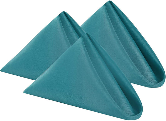 Cloth Napkins 20x20 inch Washable Polyester Dinner Napkins Soft Table Napkins for Wedding Party Dining Banquet(Teal,12PCS)