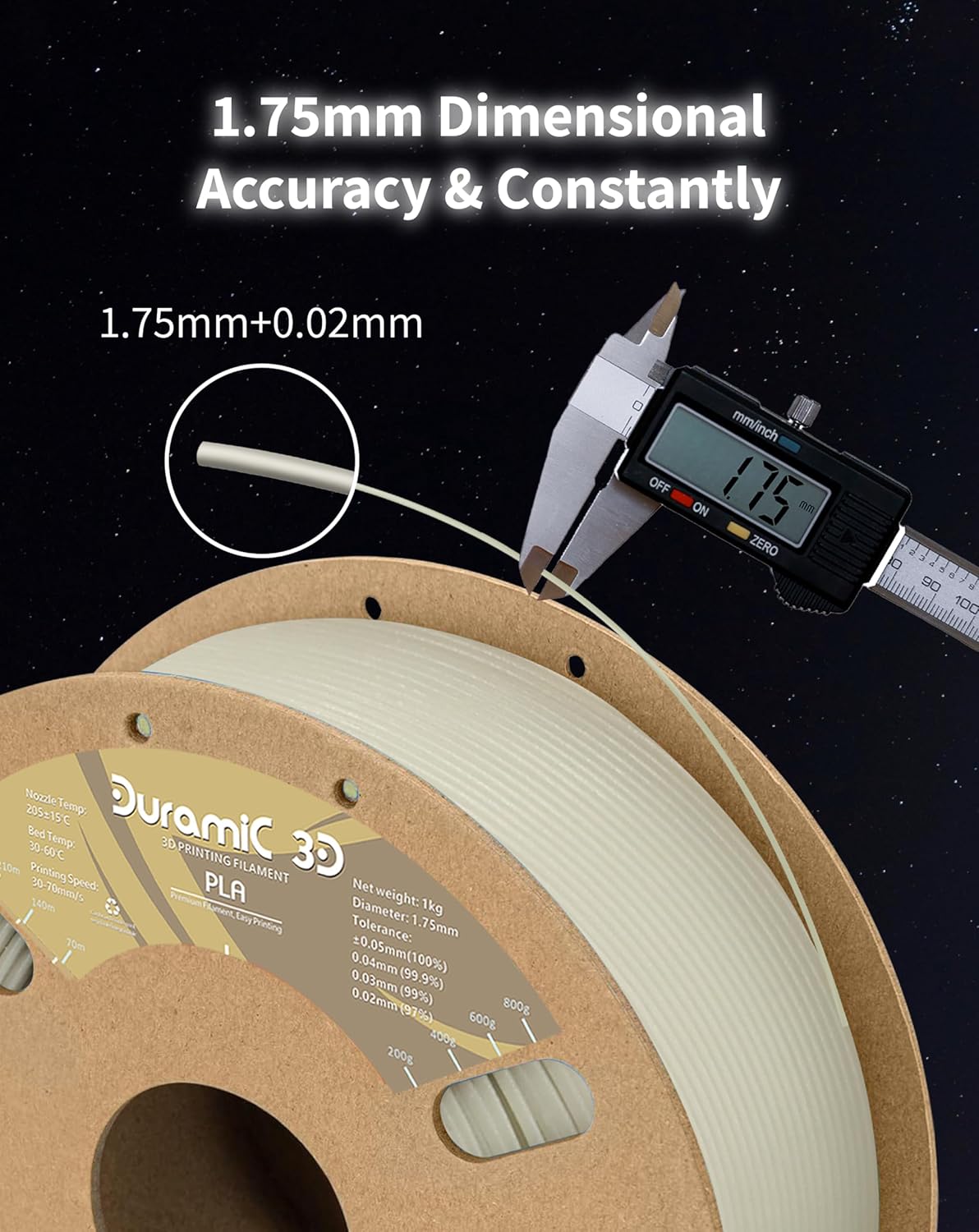 DURAMIC 3D PLA Glow Turquoise in The Dark Filament 1.75mm 1Kg, 3D Printing Luminous Filament 1.75mm Dimensional Accuracy +/- 0.02 mm, Fit Most FDM 3D Printers