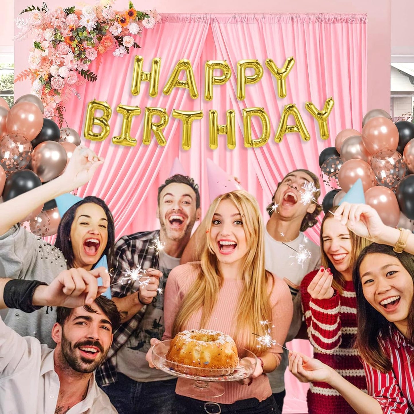 10 x 7 Feet Peachy Backdrop Curtain for Partie, Background Curtains for Photoshoot, Birthday, Wedding, Halloween, Thanksgiving, Christmas, New Year Party Decorations 5Ft x 7Ft, 2 Panels