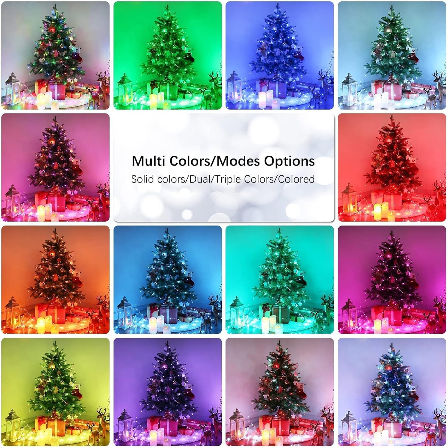 BrizLabs Christmas Fairy Lights - 66ft 200 LED Color Changing Fairy Lights with Remote, Plug-in RGB Rainbow Xmas Twinkle Light Indoor Purple Orange Starry Light for Xmas Halloween Home Party Wedding