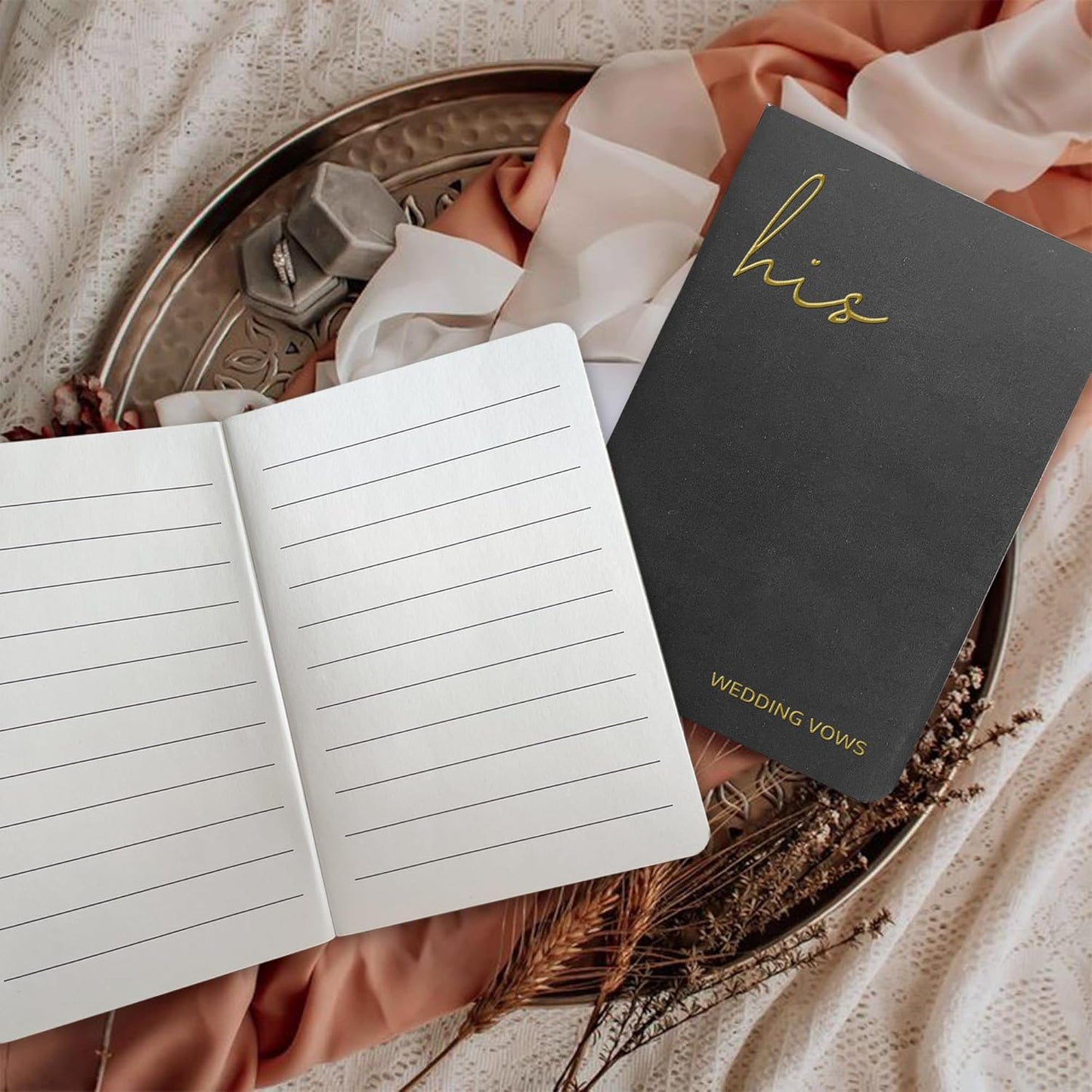 Vow Books His and Hers Wedding Vow Books with Soft Touch Gold Foil Engraving Wedding Essentials Wedding Accessories(XZ-HH-Black)