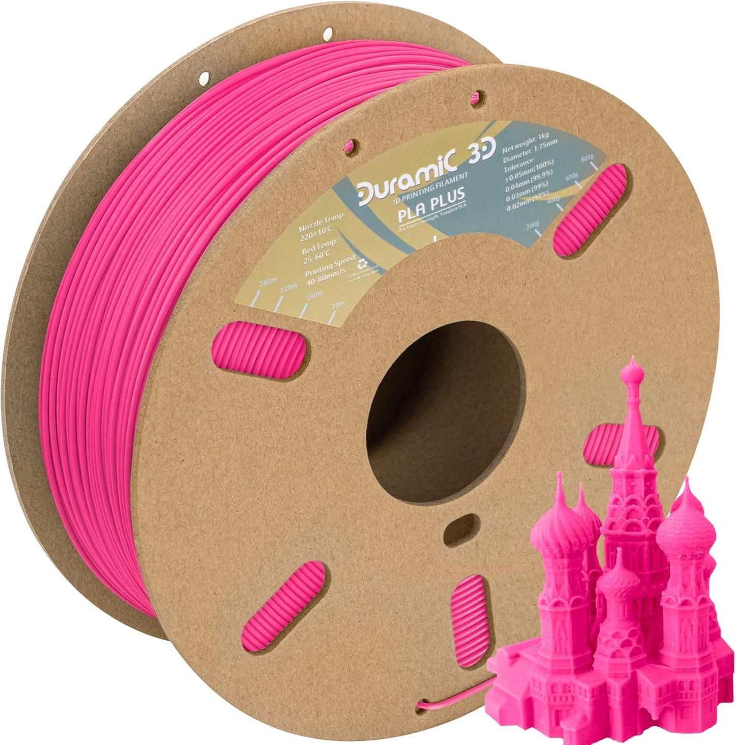DURAMIC 3D PLA+ Filament 1.75mm 1Kg Magenta, PLA Plus Filament 1Kg Spool(2.2lbs) Tougher and Stronger, Dimensional Accuracy Probability +/- 0.02mm