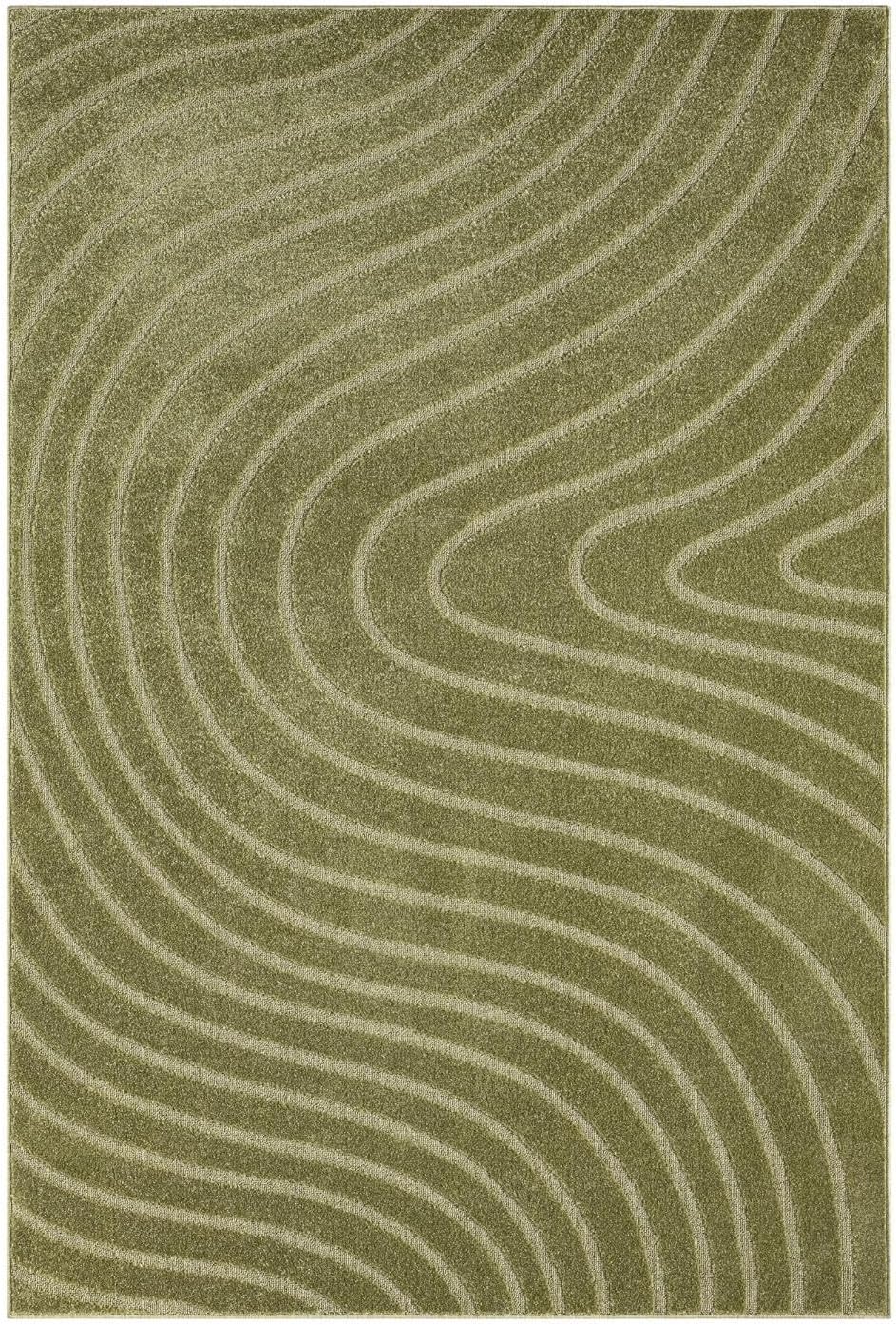 LUXE WEAVERS Modern Geometric Wave Green 4x6 Area Rug, Contemporary Stain Resistant Carpet