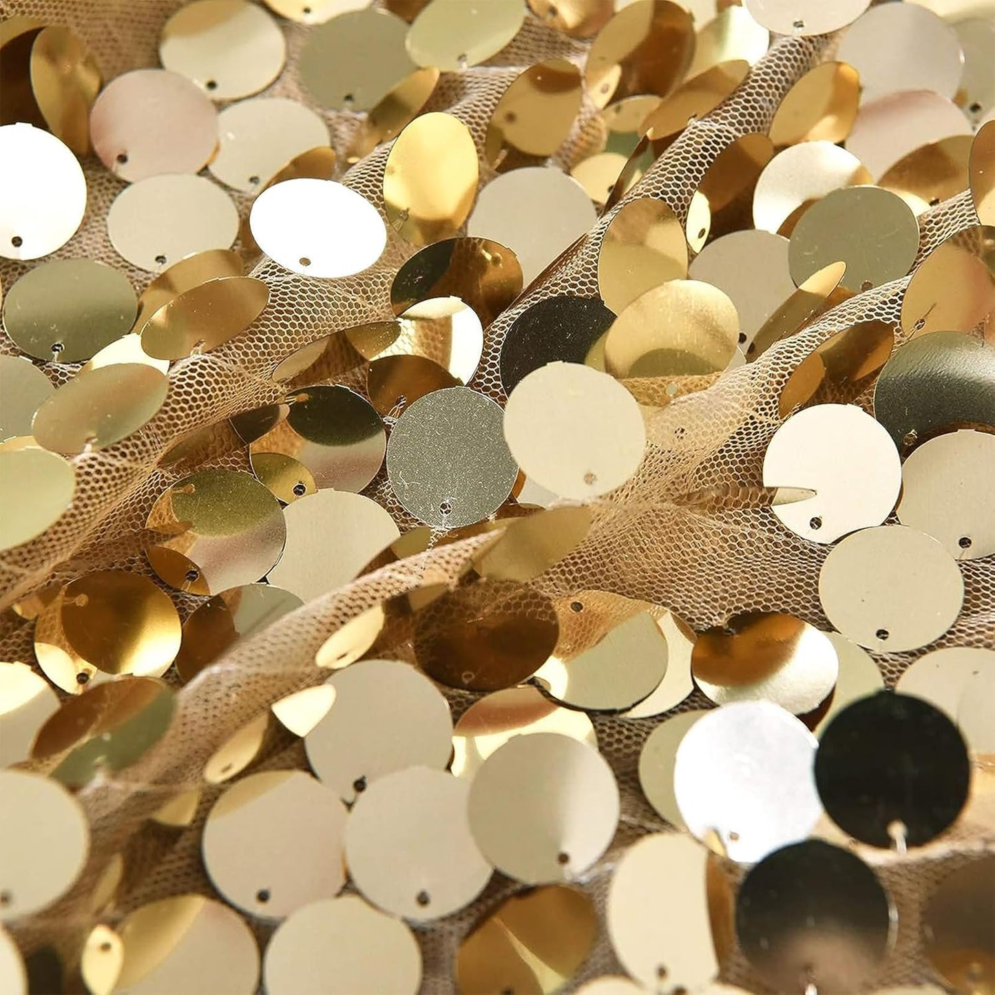 HH 9x9FT Big Gold Sequin Payette Backdrop Curtains Panels, Shimmer Sequin Photography Backdrop for Wedding Party Christmas Decoration