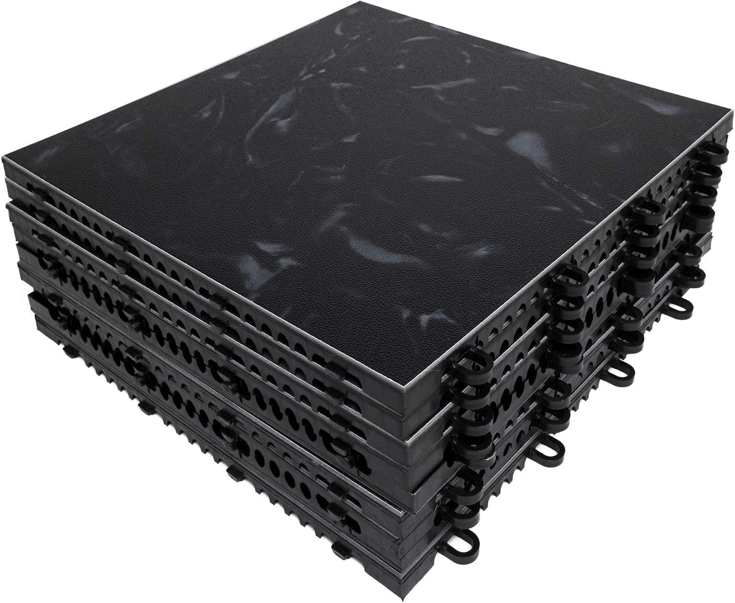 Big Floors 3X3LUXBLAKFLOOR Modular Interlocking Lightweight Plastic Dance Floor Kit (3' x 3'), Luxury Black, 21 Piece