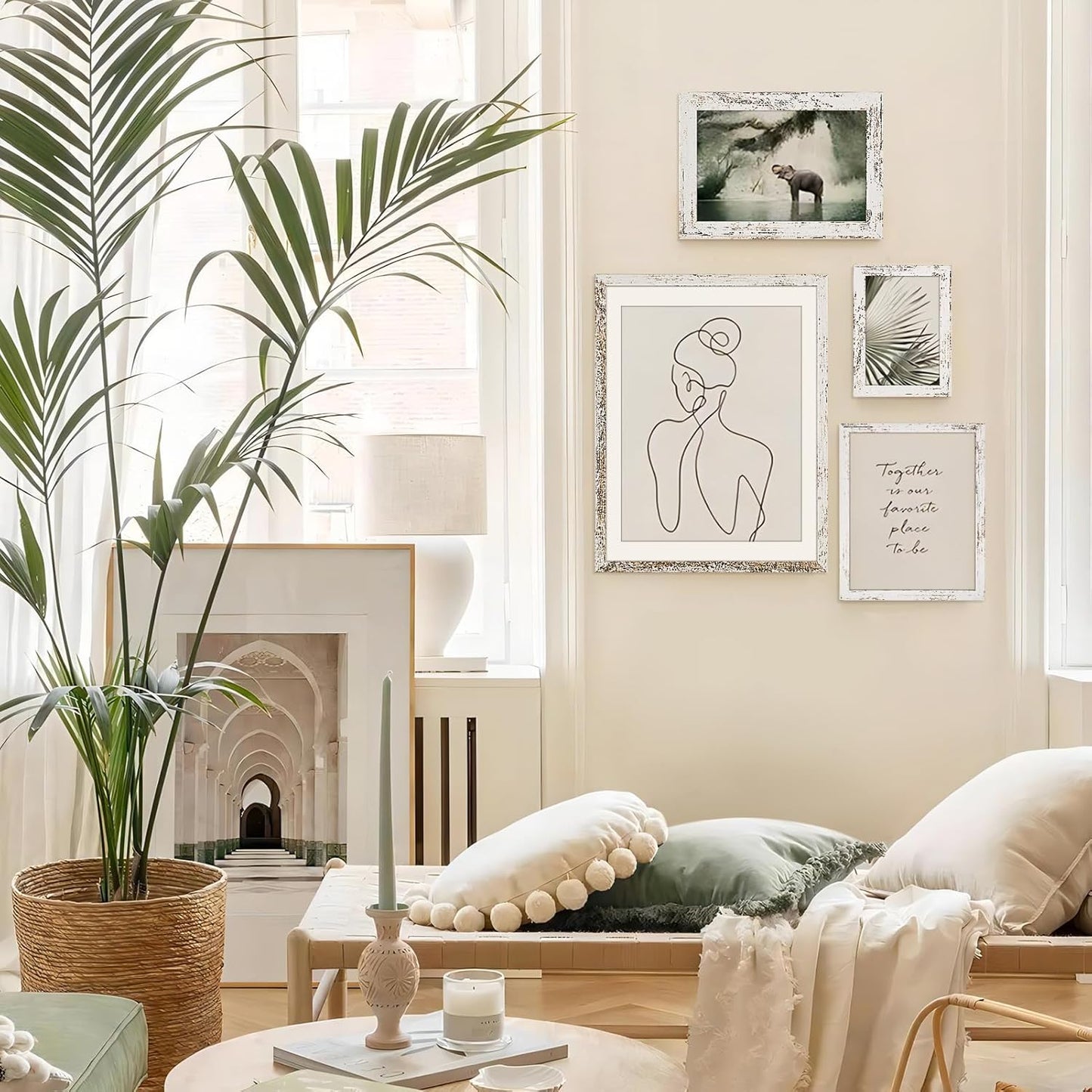 TWING 8x10 Rustic Picture Frames Set of 6 Distressed White Composite Wood Farmhouse Photo Collage Frame For Wall Decor Gallery Wall Frame Set Mounting or Table display, Ideal Valentine Gifts for