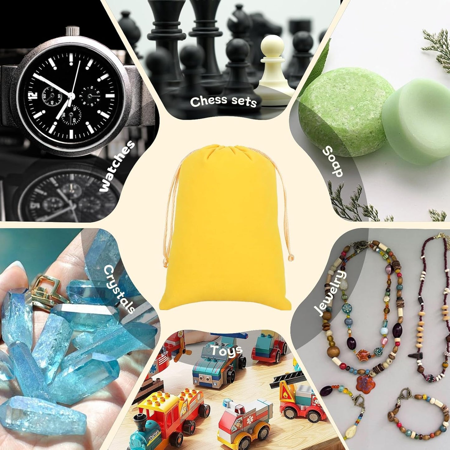 Velvet Drawstring Jewelry Bag, 50Pcs Yellow Dice Bag, 5x7, Or Wrapping Halloween Party Favors, Mojo, Small Bussiness, Resin Runes, Chains, Customers