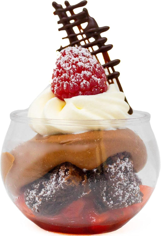 48 Pack 3 oz. Sphere Mini Dessert Cups Parfait Professional-Grade Recyclable Clear Disposable Plastic Fishbowl for Parfait Desserts, Appetizers, Events, and Parties CMJJ