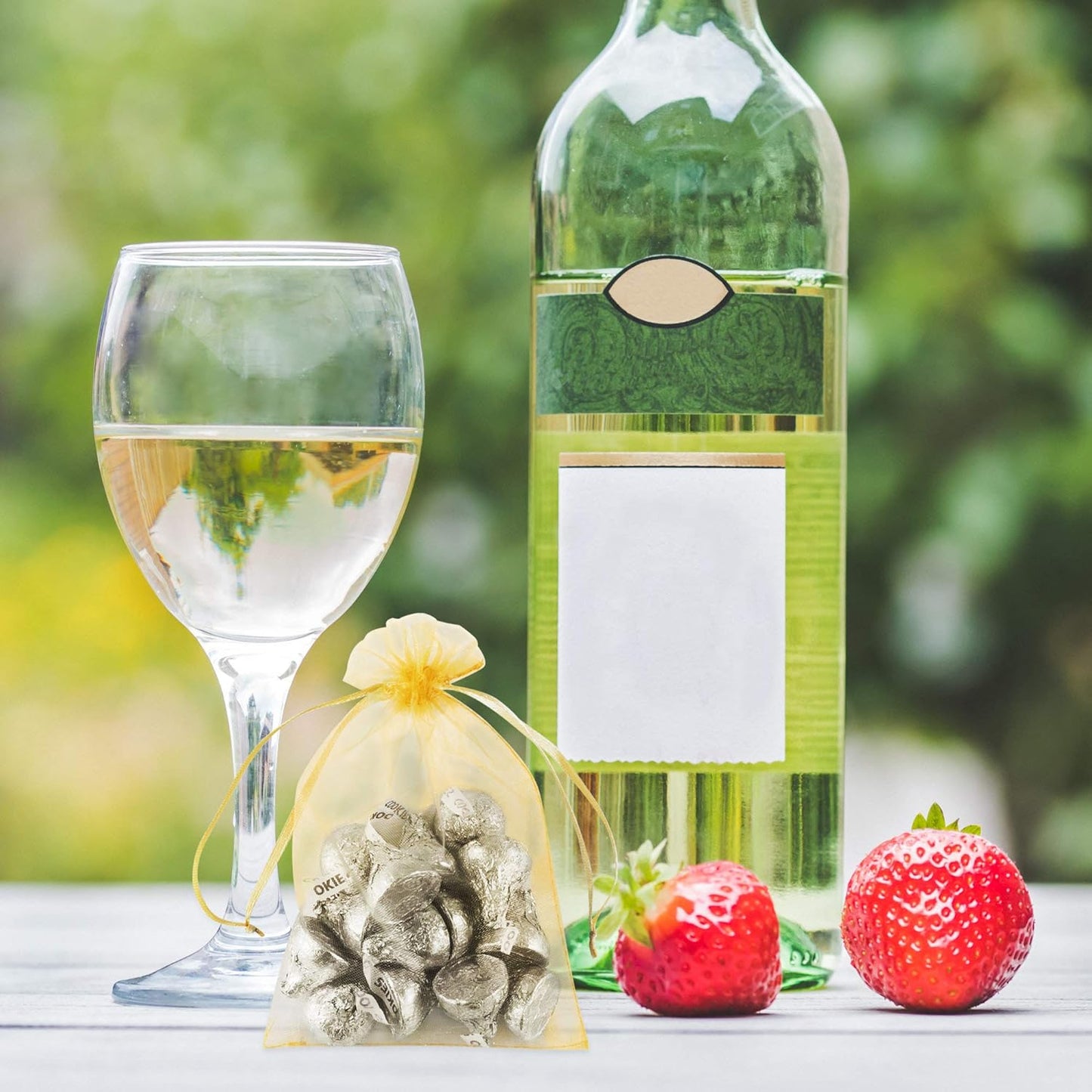 Super Z Outlet 100 Pack 5x7 Inch Mini Sheer Drawstring Organza Transparent Bags Jewelry Sack Pouches for Wedding, Party Decorations, Arts & Crafts Gifts (Gold)