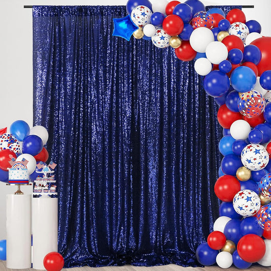 SquarePie Sequin Backdrop 6FT x 8FT Navy Blue Curtain Background for Wedding Party