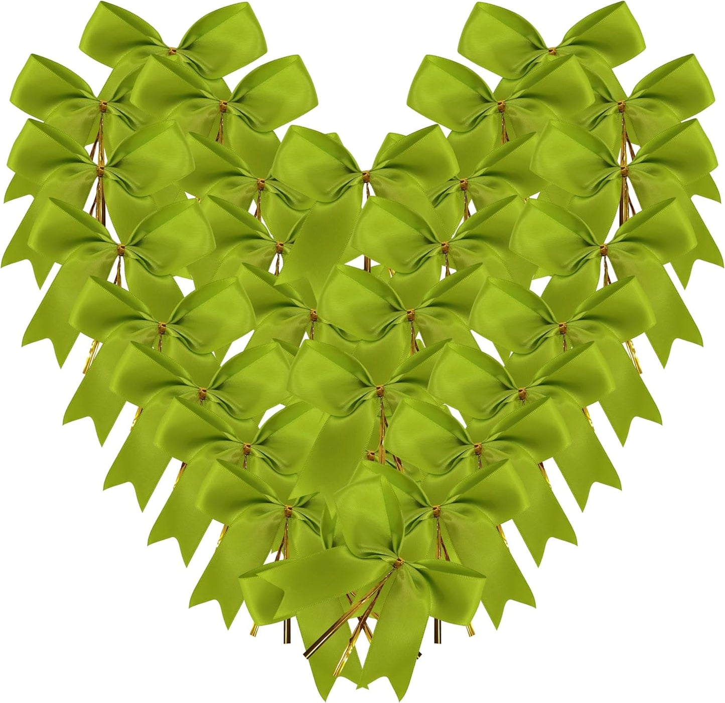 50 pcs 3-1/2" Apple Green Satin Ribbon Twist Tie Bows for Spring Gift Wrapping with Fish Tails (Lt.Green)