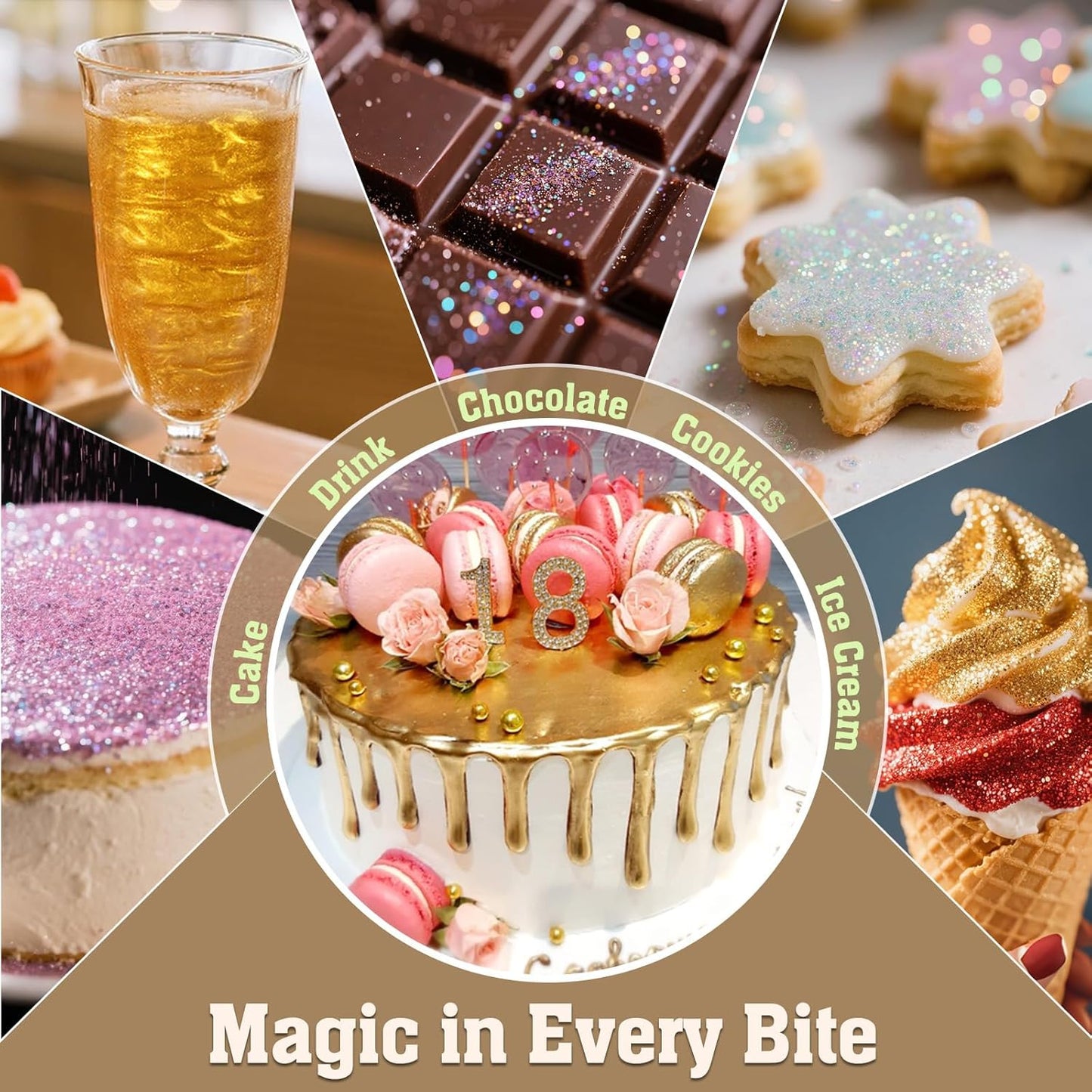 Twisweet Silver Edible Glitter for Drinks, Food Grade 10g Sparkling Sprinkles Cake Decorating Supplies, Edible Luster Dust for Cocktail Beverages, Food Coloring Shimmer Powder for Cupcakes Cookies Cake Decorations